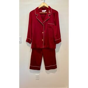 BED TO BRUNCH Embroidered Roses Satin Pajama Set – Size Small